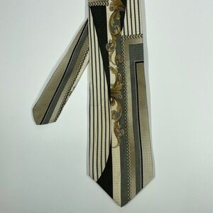 Enrico Guccini Olive Gold Baroque Silk Necktie Italian Handmade Mens OS